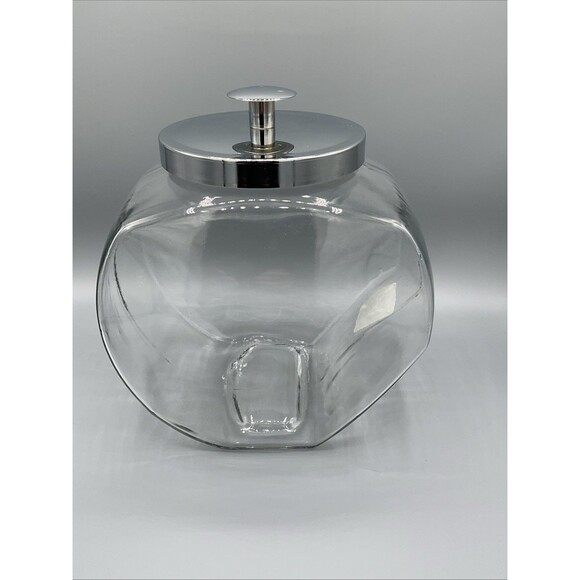 Glass penny candy Cookie TILT jar 1 Gallon ANCHOR HOCKING Canister w/ Metal Lid - Picture 2 of 13